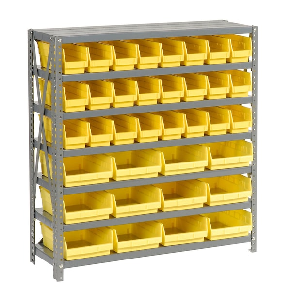 Global Industrial Steel Shelving, Total 36 4inH Plastic Shelf Bins Yellow, 36x12x39-7 Shelves 603433YL - main